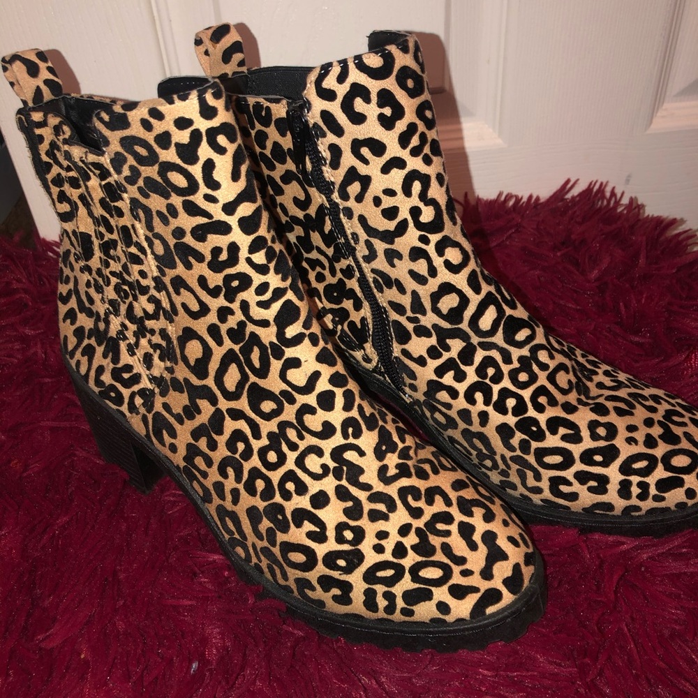 Leopard ankle boots